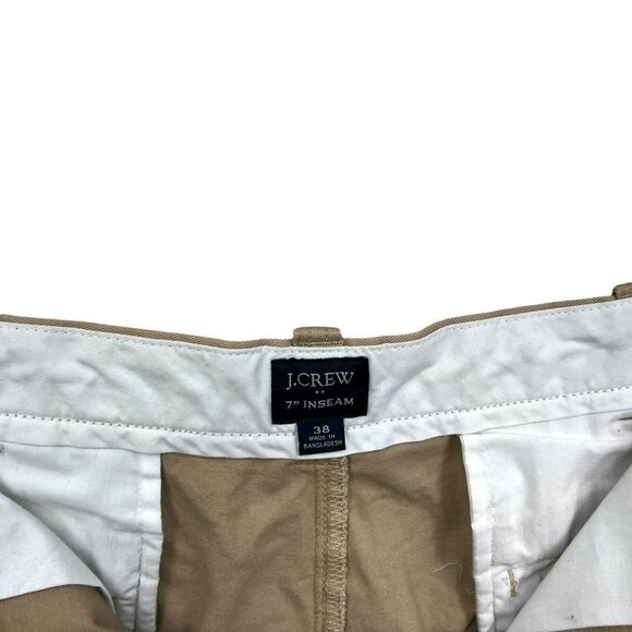 J. Crew Mens Chino Shorts 7" Inseam Flat Front Slash Pockets Khaki Tan Sz 38 - Picture 4 of 6